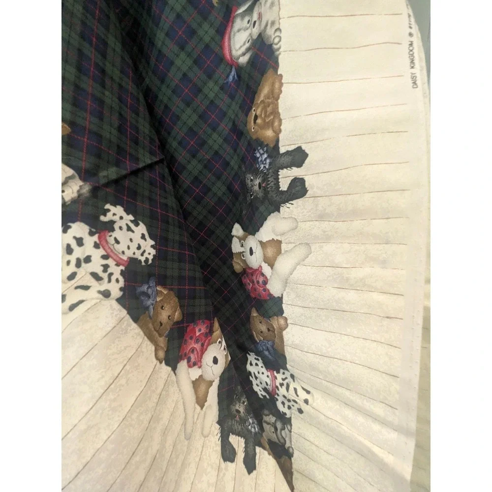 Daisy Kingdom Puppies By The Pound Fabric 5 yd + Green Plaid Excellent Border